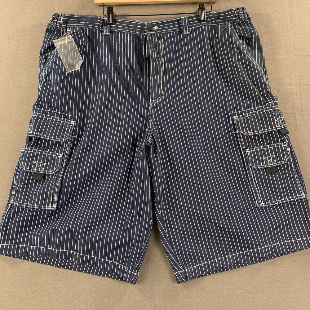 VTG NWOT Boulder Creek Blue Utility Short Hickory Stripes Size 44 Men Cargo Tall